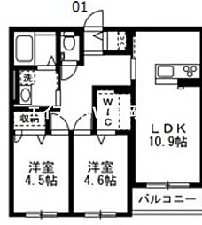 サン・ハイツA 2LDKの間取図画像