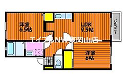 エトワール中井A 2LDKの間取図画像