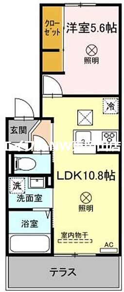 グリーンウイング ｜岡山県岡山市中区原尾島2丁目(賃貸アパート1LDK・1階・39.74㎡)の写真 その2