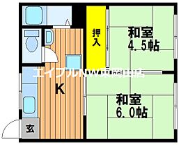 川本コーポ  ｜ 岡山県岡山市中区旭東町2丁目（賃貸アパート2K・1階・38.00㎡） その2