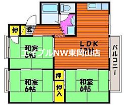 コーポアルザス　Ａ  ｜ 岡山県岡山市中区東川原（賃貸アパート3LDK・2階・60.00㎡） その2