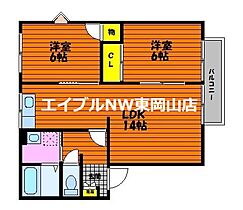 パストラル田淵A  ｜ 岡山県岡山市中区下（賃貸アパート2LDK・2階・54.81㎡） その2