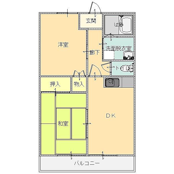 シープクレインマンション 1-C｜栃木県足利市鹿島町(賃貸マンション2DK・1階・43.74㎡)の写真 その2