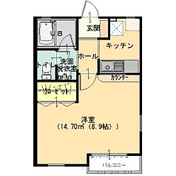 フラットN 1Kの間取図画像
