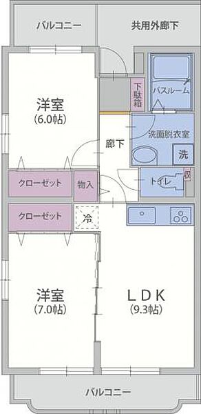 ヴィクトリーI 204｜静岡県沼津市大岡(賃貸マンション2LDK・2階・53.31㎡)の写真 その2