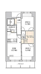 グラン トガリーゼ 2LDKの間取図画像
