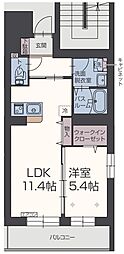 RH 1LDKの間取図画像