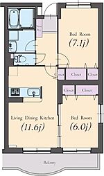 シンフォニア 4階2LDKの間取り