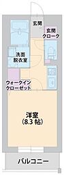 アンブル二番館 1Kの間取図画像
