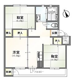 鎌ケ谷グリーンハイツ22 2LDKの間取図画像