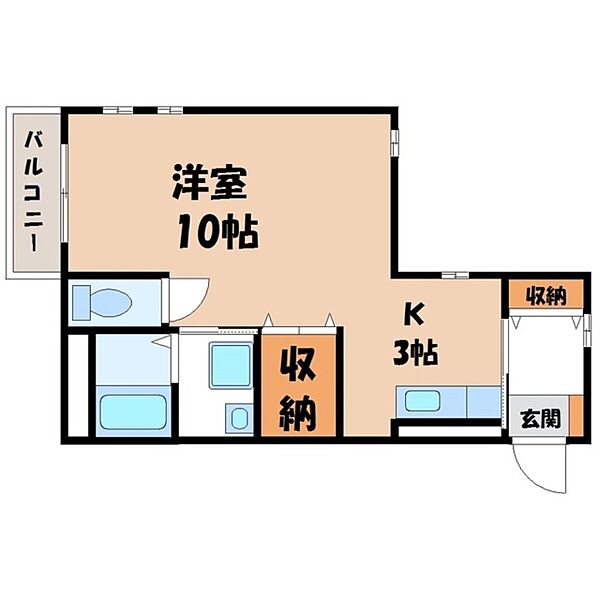 栃木県宇都宮市下栗町(賃貸マンション1R・2階・39.00㎡)の写真 その2