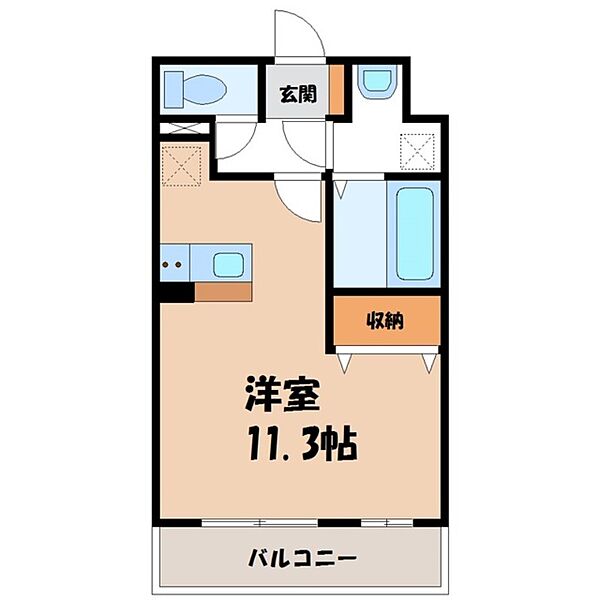 栃木県宇都宮市今宮4丁目(賃貸マンション1K・3階・35.31㎡)の写真 その2