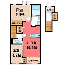 栃木県小山市城西1丁目（賃貸アパート2LDK・2階・55.66㎡） その2