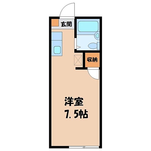 栃木県宇都宮市下川俣町(賃貸アパート1R・1階・19.44㎡)の写真 その2