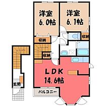 栃木県栃木市城内町2丁目（賃貸アパート2LDK・2階・63.49㎡） その2