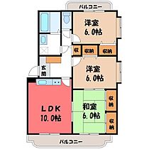 栃木県栃木市平柳町1丁目（賃貸マンション3LDK・4階・65.55㎡） その2