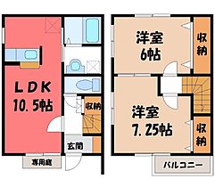 栃木県栃木市片柳町5丁目（賃貸テラスハウス2LDK・1階・57.90㎡） その2