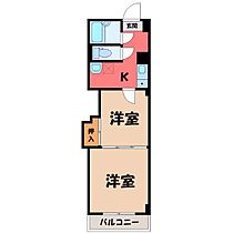 栃木県小山市城北2丁目（賃貸マンション2K・2階・30.00㎡） その2