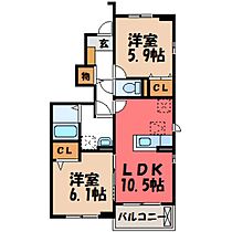 栃木県宇都宮市駒生町（賃貸アパート2LDK・1階・53.95㎡） その2