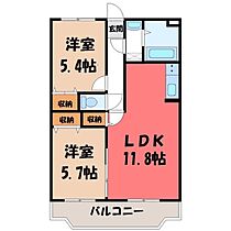 栃木県塩谷郡高根沢町大字宝積寺（賃貸マンション2LDK・3階・53.48㎡） その2