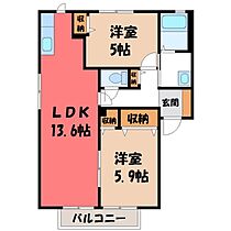 栃木県宇都宮市中久保2丁目（賃貸アパート2LDK・2階・57.80㎡） その2