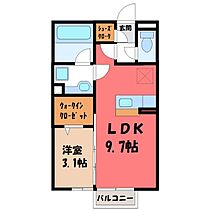 栃木県小山市城西1丁目（賃貸アパート1LDK・1階・33.39㎡） その2