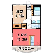 栃木県宇都宮市鶴田町（賃貸マンション1LDK・1階・44.00㎡） その2