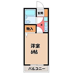 サンハイツ駒生 1Kの間取図画像