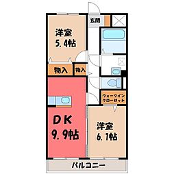 ジュールフェリエ 3階2DKの間取り