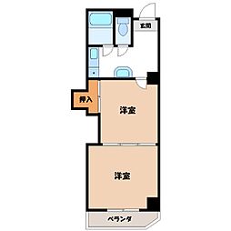 レジデンスカープ小山 5階2Kの間取り