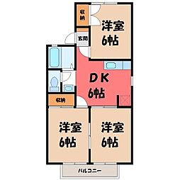 プラザ中島A棟 3DKの間取図画像