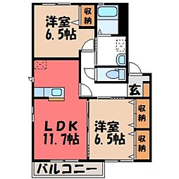 ブライト・コートA 2LDKの間取図画像