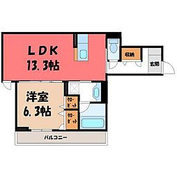 D-Imparable 1LDKの間取図画像
