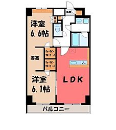 サンライズ宇都宮 2LDKの間取図画像