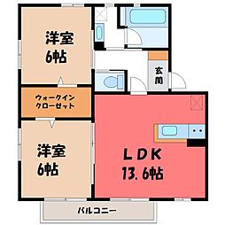 アルバートB 2LDKの間取図画像