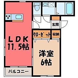 ボヌールヒルズ 1LDKの間取図画像