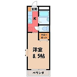 ラ・セゾンサイカン 1Kの間取図画像