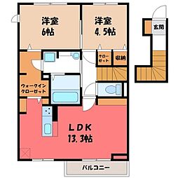 トーラス沃宮 2LDKの間取図画像