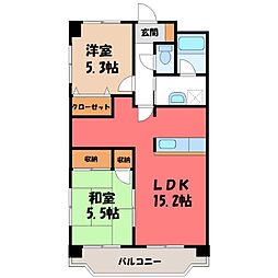 ルネス・レガート 2LDKの間取図画像