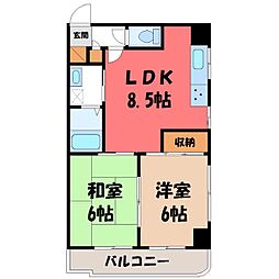 東口ハイツ 2DKの間取図画像