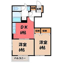フレグランスしらさぎB 2DKの間取図画像