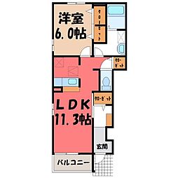 サンシャインB 1LDKの間取図画像