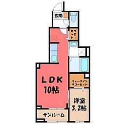 雀宮町アパート(028256101) 1LDKの間取図画像