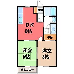 コーポルミエール 2DKの間取図画像