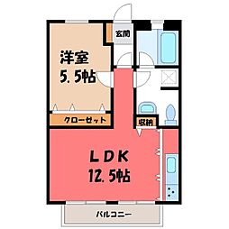 メゾンイワカミC 1LDKの間取図画像