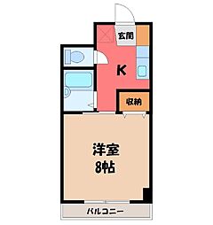 エールドシャトー1 1Kの間取図画像
