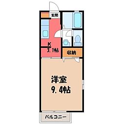 メゾン・グリシーヌB 1Kの間取図画像