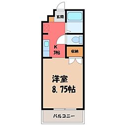 メゾン・ドニュー・スリー 1Kの間取図画像