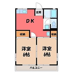 ハイムマロンB 2DKの間取図画像