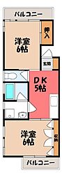 星ケ丘ハイツ 2DKの間取図画像